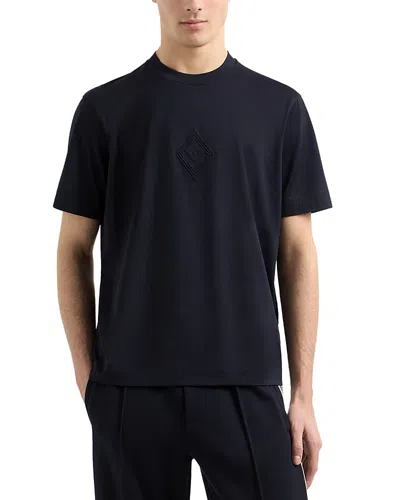 Emporio Armani Short Sleeve Embossed Logo Tee In Navy Blue