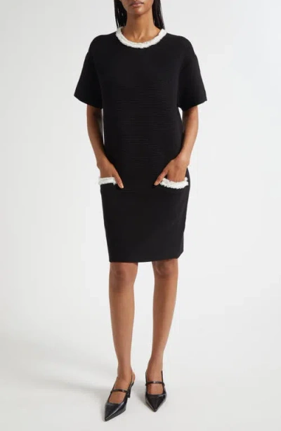 Emporio Armani Black Frayed-trim Mini Dress