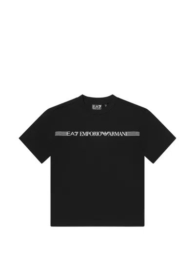 Emporio Armani Kids' Short-sleeve Logo T-shirt In Black