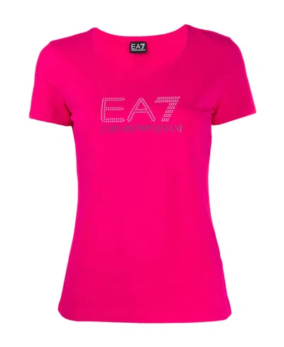 Emporio Armani Short Sleeve Logo T-shirt In Pink