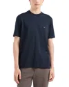 Emporio Armani T-shirt Blu Con Micro Aquila A Tono Sul Petto In Navy Blue