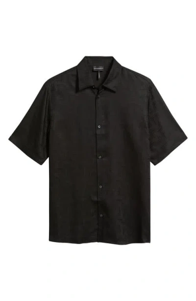 EMPORIO ARMANI EMPORIO ARMANI SHORT SLEEVE LYOCELL BUTTON-UP SHIRT