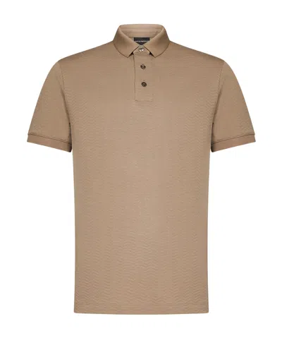 Emporio Armani Short Sleeve Polo Shirt In Beige
