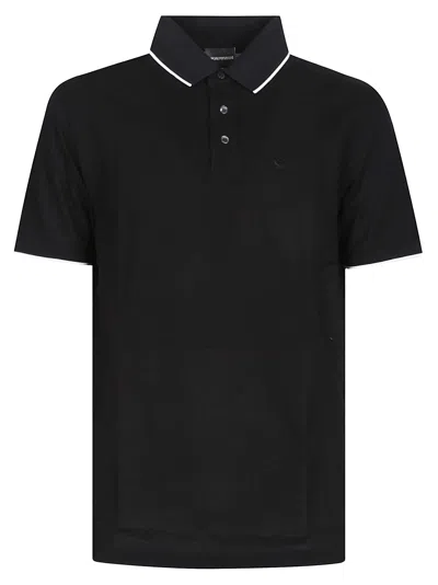 Emporio Armani Short Sleeve Polo Shirt In Black
