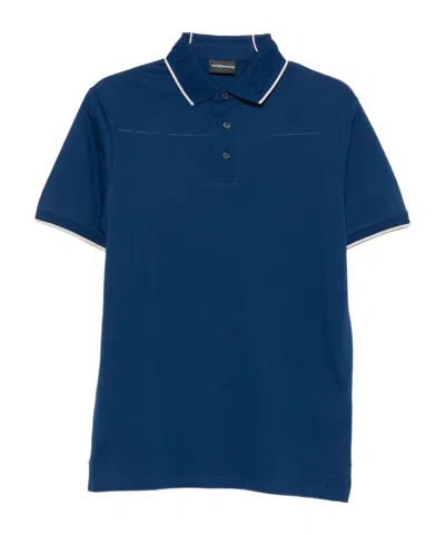 EMPORIO ARMANI EMBROIDERED-COLLAR POLO SHIRT