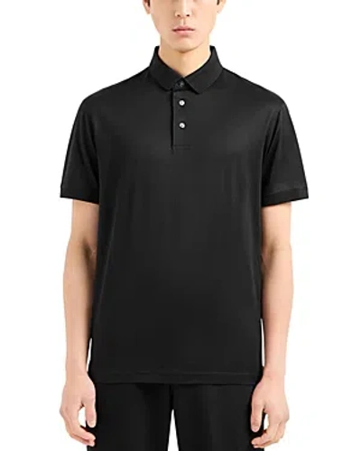Emporio Armani Short Sleeve Polo Shirt In Solid Black