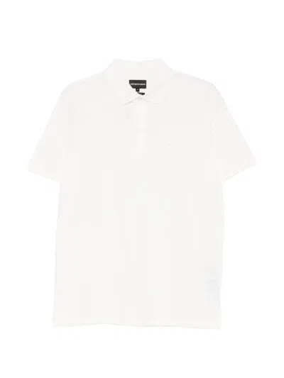 Emporio Armani Us Exclusive Jacquard Jersey Polo Shirt In White
