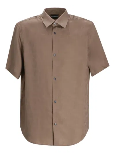 Emporio Armani Short-sleeve Shirt In Brown