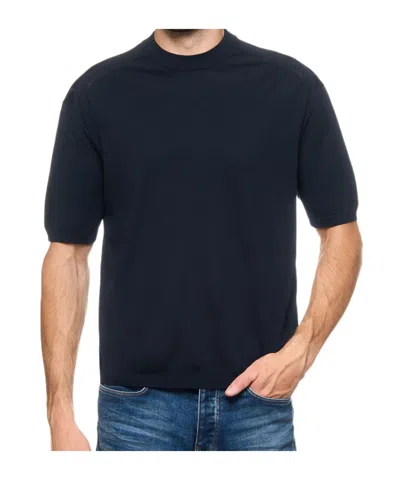 Emporio Armani Short Sleeve Sweater In Blue