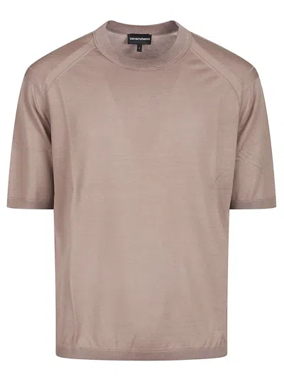 Emporio Armani Short Sleeve Sweater In Brown