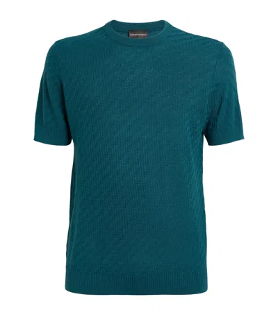 Emporio Armani Short-sleeve Sweater In Blue