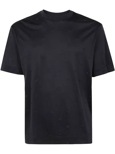Emporio Armani Logo-embroidered Crewneck T-shirt In Black