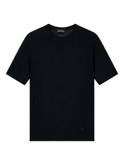 Emporio Armani Asv Lyocell-blend Jumper In A Plain And Purl Knit In Black