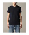 Emporio Armani Logo-embroidered Cotton Blend T-shirt In Black