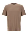 Emporio Armani Crew Neck Micro Eagle Embroidery T-shirt In Brown