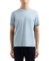 Emporio Armani Logo Embroidered Cotton T-shirt In Pearl Blue