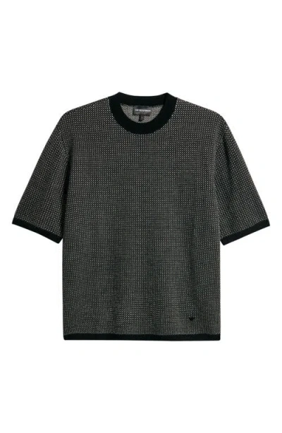 Emporio Armani Short Sleeve Virgin Wool Sweater In Black