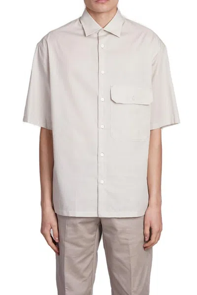 Emporio Armani Short Sleeved Buttoned Shirt In Beige