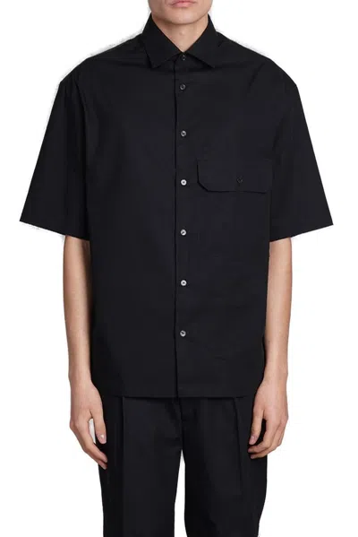 Emporio Armani Short Sleeved Buttoned Shirt In Black