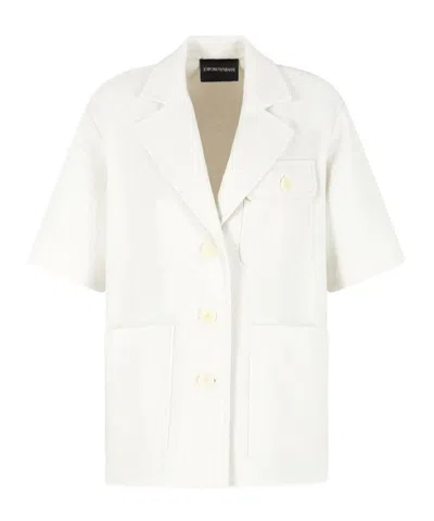 Emporio Armani Short-sleeved Casual Jacket In White
