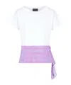 Emporio Armani Short-sleeved Crew Neck Printed Crepe Panel T-shirt In White