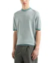 Emporio Armani Short Sleeved Crewneck Sweater Tee In Silver Blue