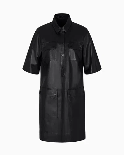Emporio Armani Short-sleeved Dress In Nappa Lambskin
