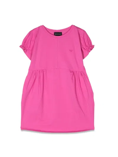 Emporio Armani Short-sleeved Mini Dress For Girls In Pink