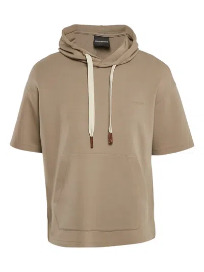 Pre-owned Emporio Armani Short-sleeved Hoodie In Brown