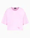 Emporio Armani Short-sleeved Interlock Jersey Sweatshirt In Pink