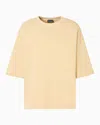 Emporio Armani Short-sleeved Jersey Sweatshirt With Worn-look Piping In Beige
