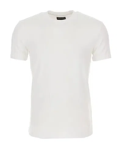 Emporio Armani Short-sleeved Jersey T-shirt In Bianco