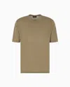 Emporio Armani Short-sleeved Jumper In A Seamless Plain-knit Virgin Wool In Green
