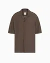 Emporio Armani Short-sleeved Modal Shirt With Oversized Print From The Peace Capsule Collection In Brown