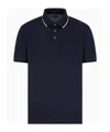 Emporio Armani Blue Stretch Piquet Polo In Black