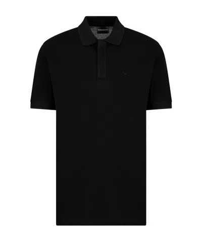Emporio Armani Cotton Polo Shirt In Black