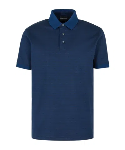 EMPORIO ARMANI EMPORIO ARMANI ALL-OVER JACQUARD LETTERING JERSEY POLO SHIRT