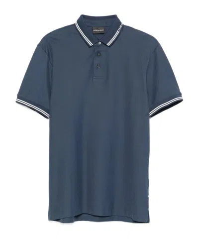 Emporio Armani Short-sleeved Polo Shirt In Blue