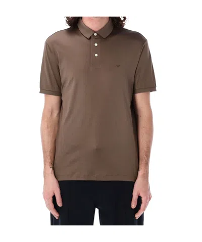 Emporio Armani Short-sleeved Polo Shirt In Brown