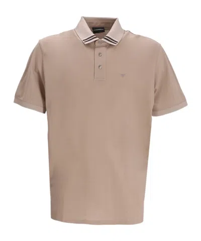 Emporio Armani Man Polo Shirt Khaki Size L Cotton In Nude
