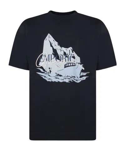 Emporio Armani Short-sleeved Printed T-shirt In Black