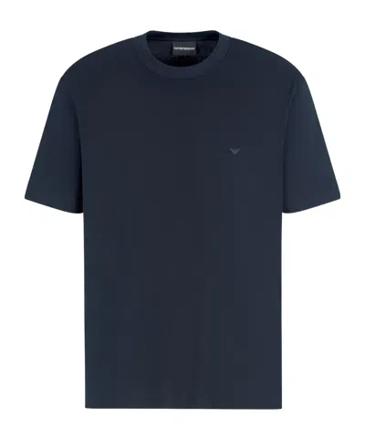 Emporio Armani Short-sleeved Round Collar Simple Solid Color T-shirt In Black