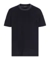 Emporio Armani Short-sleeved Round Neck Flocked Letter T-shirt In Navy Blue
