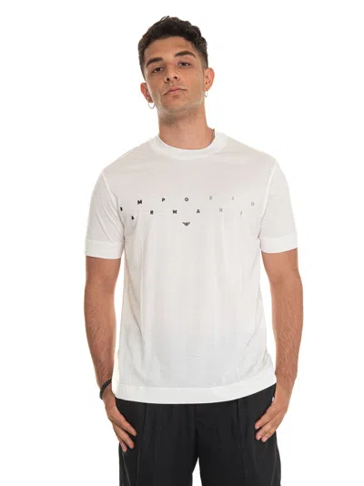 Emporio Armani Short-sleeved Round-necked T-shirt In Cream