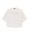 Emporio Armani Linen Short Sleeve Cropped Shirt In Beige