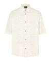 Emporio Armani Asv Lyocell-blend Short-sleeved Shirt With All-over Eagle And Seaside Theme Print In White