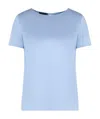 Emporio Armani Official Store Short-sleeved Silk Satin Blouse In Bleu Moyen
