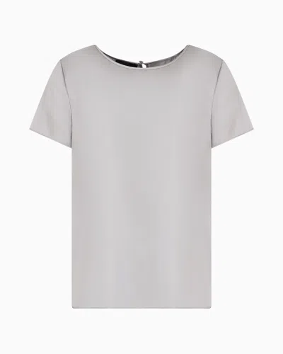 Emporio Armani Official Store Silk Satin Blouse In Grey