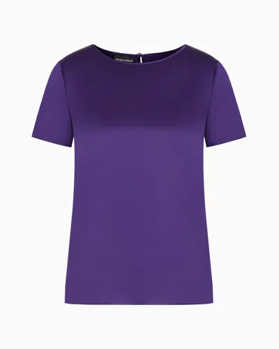 Emporio Armani Short-sleeved Silk Satin Blouse In Purple