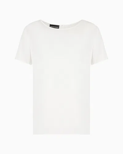Emporio Armani Short-sleeved Silk Satin Blouse In White